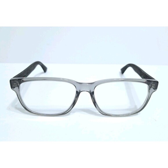 Gucci Clear Gray Smoke Rectangular Glasses Black Temples Italy GG0011O 55 17 145 - Picture 1 of 9